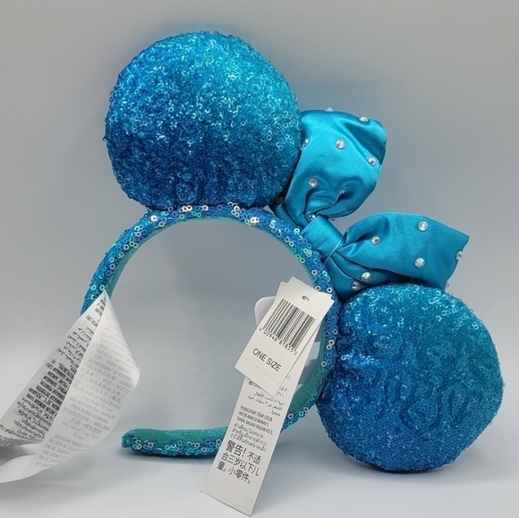 New Disney Minnie Mouse Aqua Blue Sequin Ear Headband